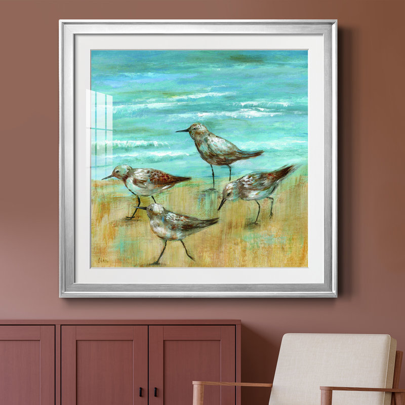 Sandpipers III - Peinture encadrée, Papier avec cadre argenté, H 30,5 po x l 30,5 po x P 1,5 po