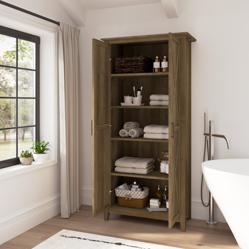Huckins Engineered Wood Freestanding Bathroom Cabinet, Reclaimed Pine
