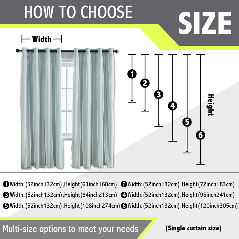 Montz Home Curtains Blackout And Sheer Layered Solid Window Curtain Panel Pair With Grommet Top, 52Wx84l,Light Blue