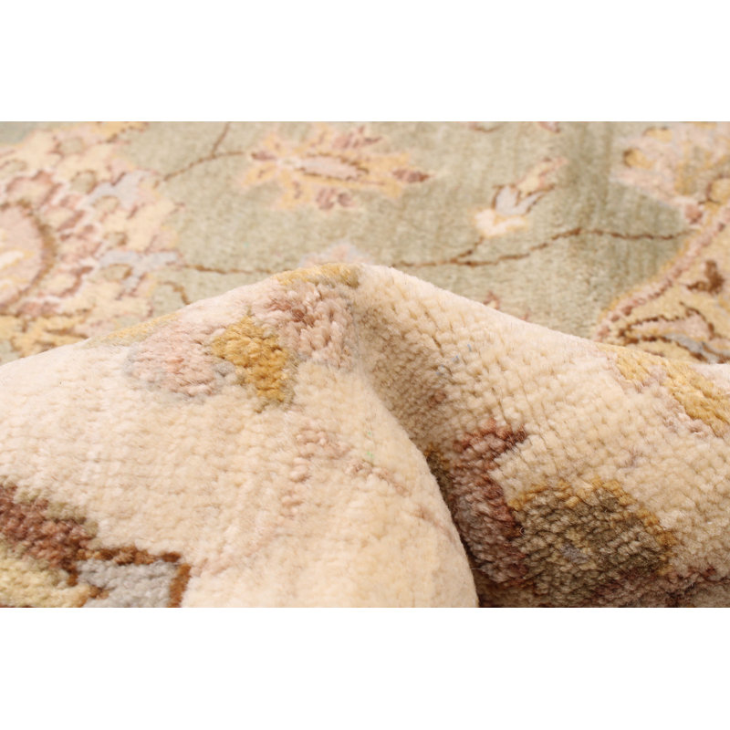 Tapis vert clair Peshawar Oushak 9 pi 0 po x 9 pi 0 po