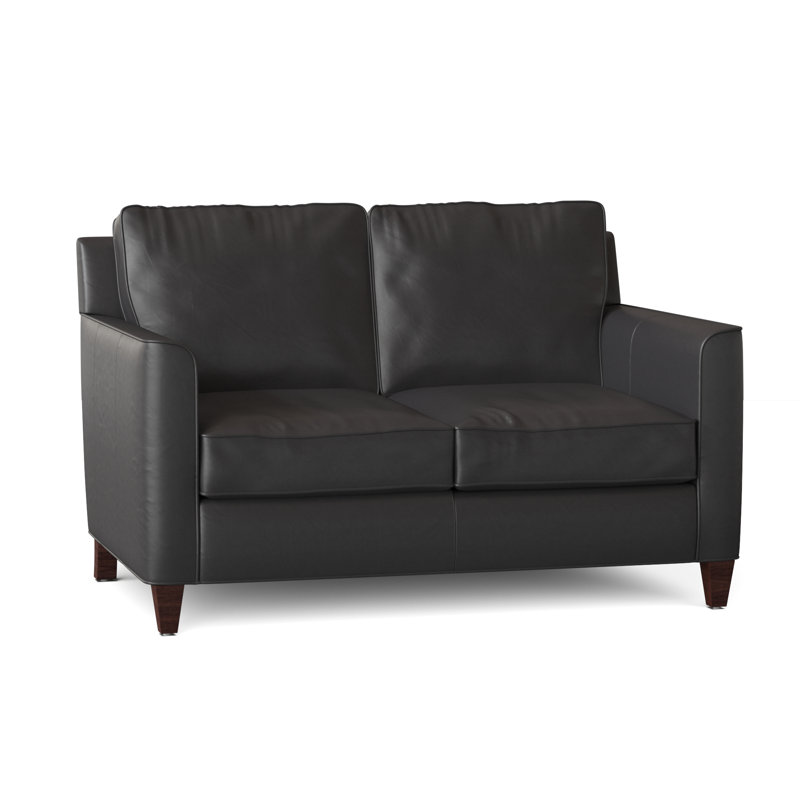 Yorba Leather Loveseat, Mahogany, Outsider Raven Genuine Leather