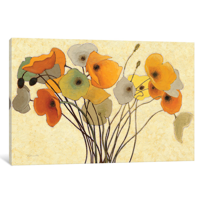 «Pumpkin Poppies I», reproduction d'art sur toile tendue, H 26 po x l 40 po x p 1,5 po, Toile tendue