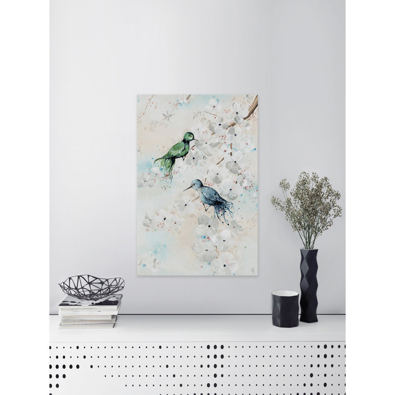 Paire de colibris - reproduction sur toile, H 40 po x l 60 po x P 1,5 po