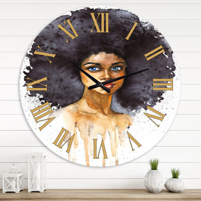 Portrait d'une femme afro-américaine X - horloge murale moderne