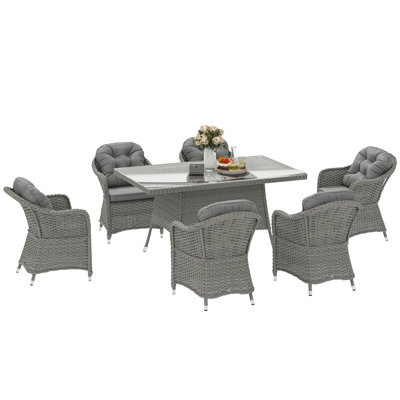 Rectangular 7 - Piece 6 - Person 165Cm L Outdoor Table Set