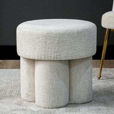 Chenille Round Dressing Table Stool for Bedroom Furniture, Living Room Accent Stool, Foot Stool