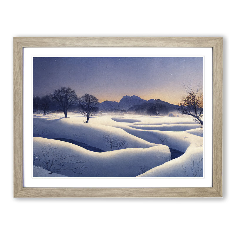 Winter Mountain Landscape Vol.3 - Framed Print, 34cm H x 46cm W x 2cm D, Oak Framed