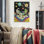 Astronaute et extraterrestre avec des ordinateurs portables sur la lune, espace amusant, art mural sur toile, impressions colorées, affiches, œuvres d'art pour chambre d'enfant, décoration murale sur le thème de l'espace, 12 po x 16 po