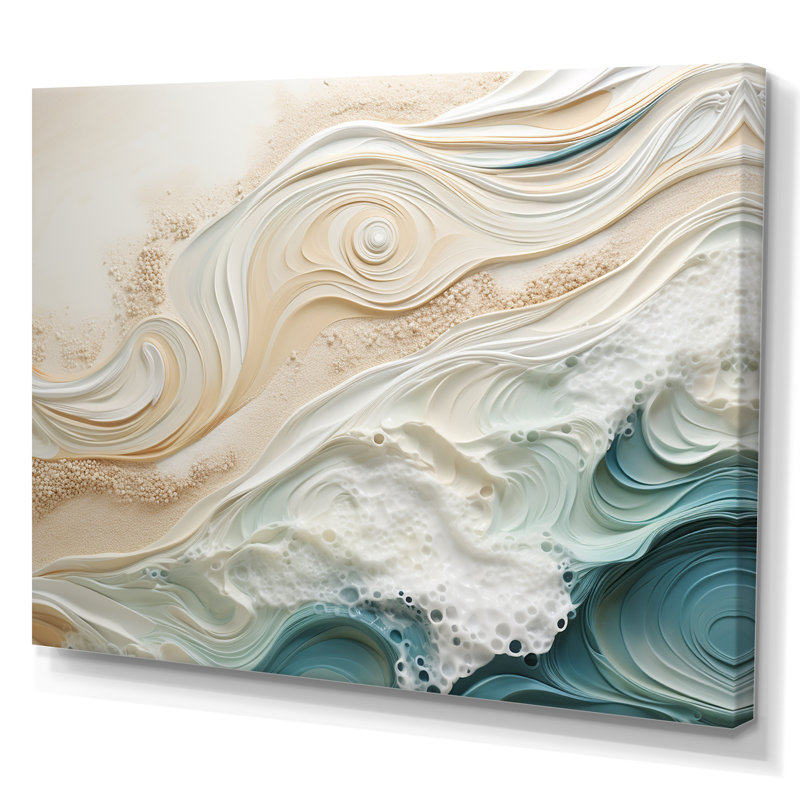Impression sur toile encadrée moderne bleu et beige sable IV - Coastal Beach Sand, H 34 po x l 44 po x P 1,5 po, Toile tendue