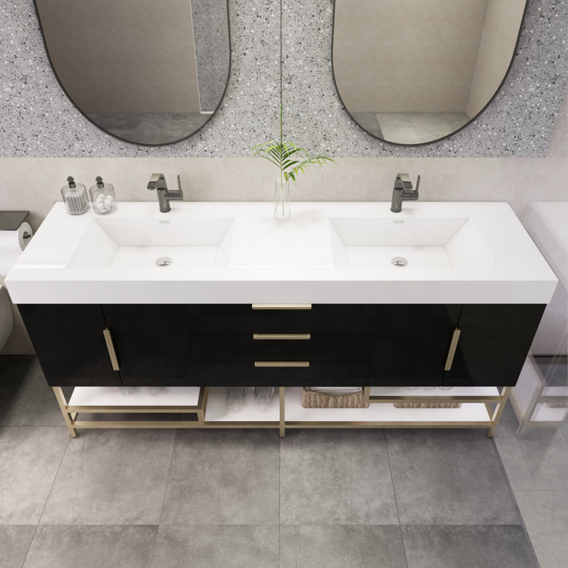 Ensemble de meuble-lavabo double 72 po Edgemont, Noir très lustré
