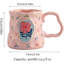 Tasse à café tasse à expresso, grande tasse à café en céramique de 13,5 oz, motif floral avec poignée surdimensionnée, forme irrégulière faite à la main (rose)