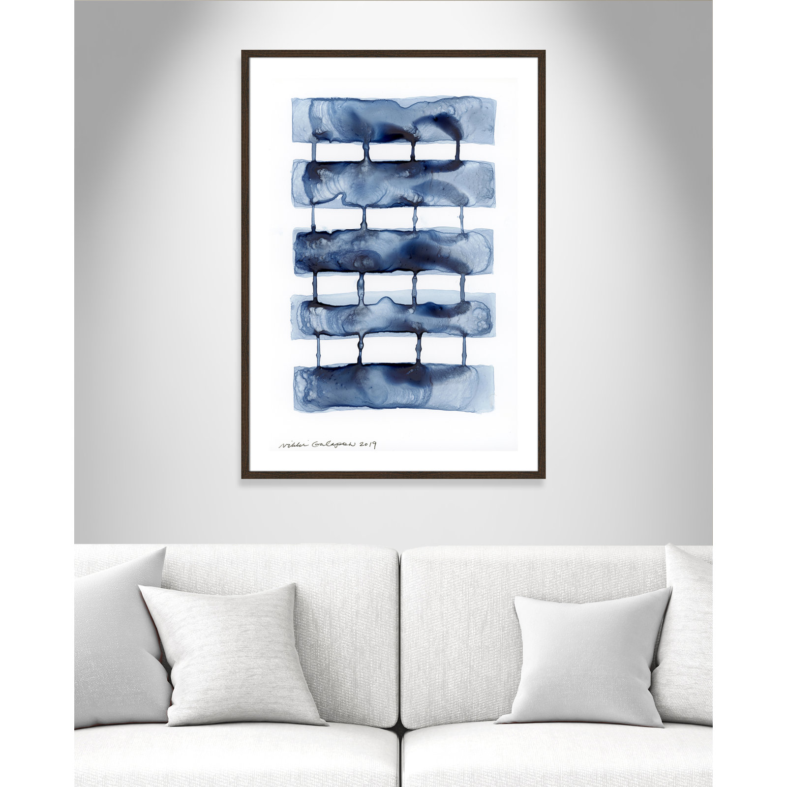 Stitched Together I by Nikki Galapon - Solid Wood Rectangle Print Single Piece Item on Canvas, Walnut Wood Framed Paper