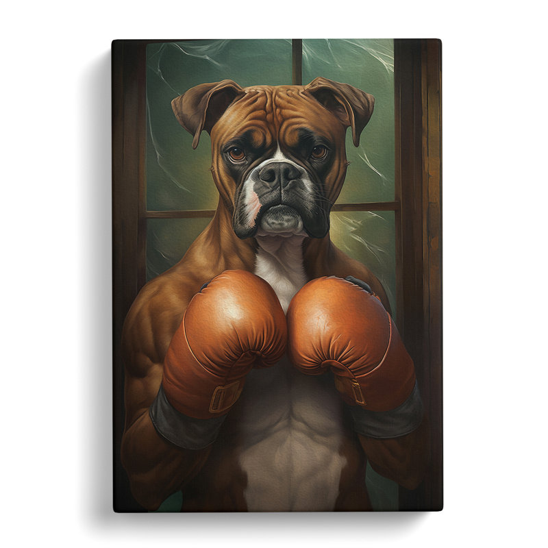 Boxer Dog Nouveau - No Frame Print, 76cm H x 50cm W x 3cm D