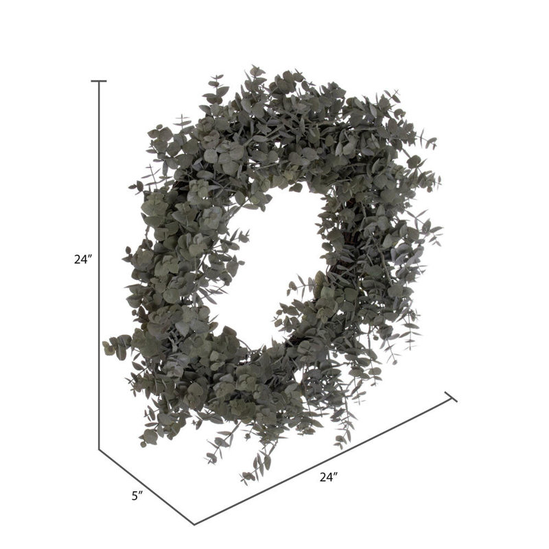 Faux Eucalyptus Wreath, 4" H x 5" W x 224" D