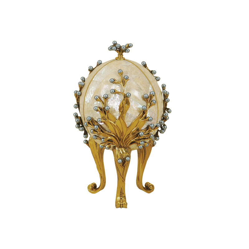 Carl Decorative Oyster Shell Inlaid Egg Sculpture