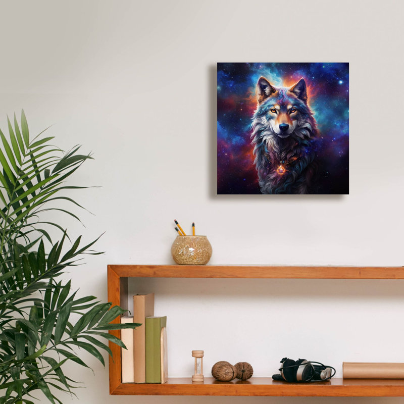 «Astral Spirit Wolf» par Cameron Gray, art mural sur toile, H 12 po x l 12 po x P 0,75 po