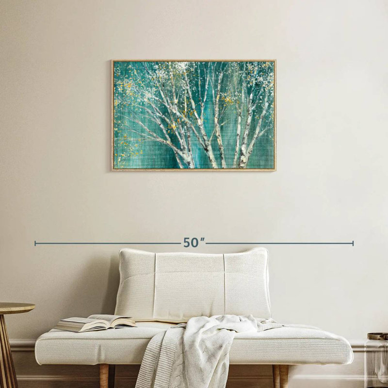 Bouleau bleu I, Cadre flottant en bois naturel, 31 po x 21 po