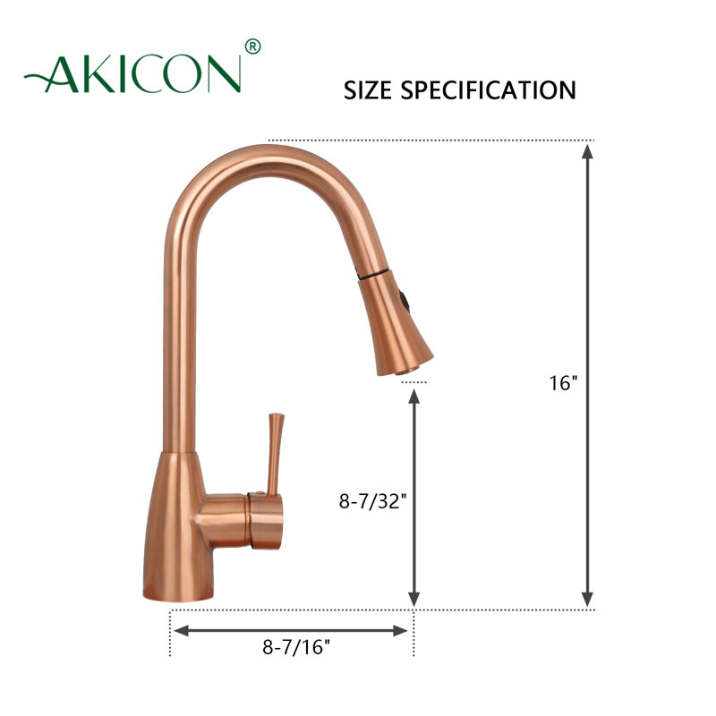 Pull Down Single Handle Kitchen Faucet, Copper