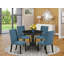 Ensemble de 5 pièces pour coin-repas pour 4 personnes comprenant une table de cuisine ronde avec piédestal et 4 chaises de salle à manger Parsons en tissu bleu, noir brossé-1480473312-1480473315-1480493594