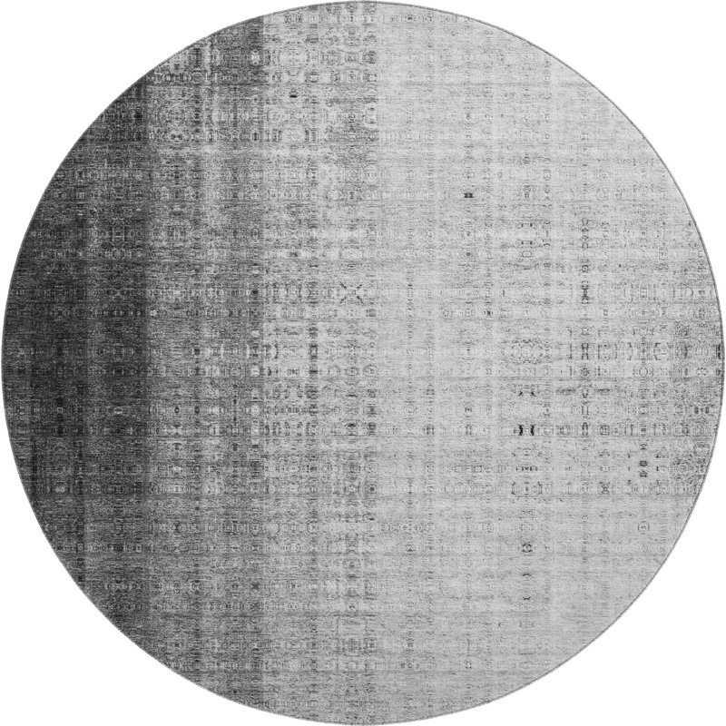 Premium Machine Washable Mayfield AMF2240 Striped Rug, Gray, 8' Round