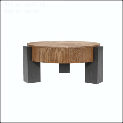Table basse ronde avec rangement caché et placage de parquet