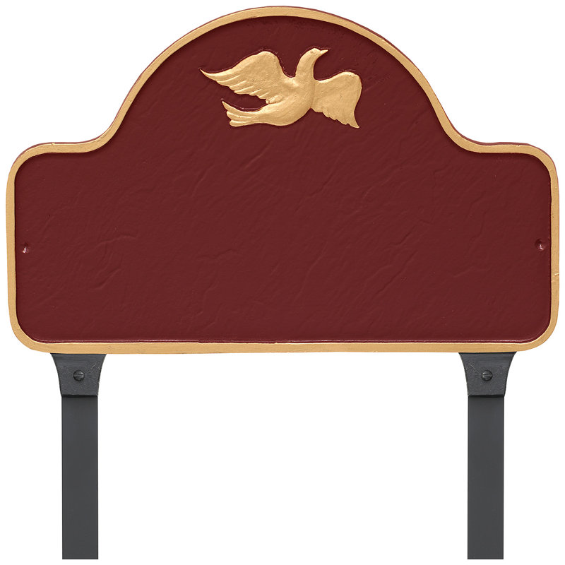 Plaque d'adresse avec colonnettes Dove Arch, Rouge brique / Or