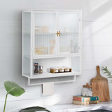 Dalet Modern Two-door Wall Cabinet with Enclosed Storage,Open Shelf and Towel Rack