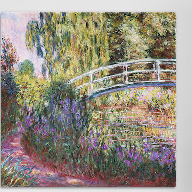 «The Japanese Bridge» par Claude Monet, reproduction, H 37 po x l 37 po x P 1,5 po, Toile avec cadre en bois classique