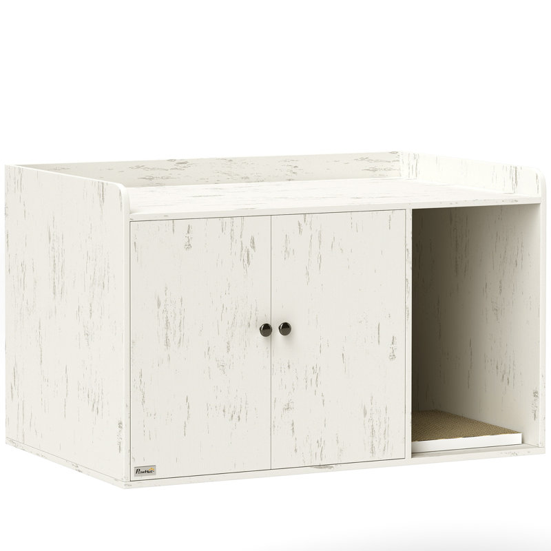 Cat Litter Box Enclosure with Scratching Mat