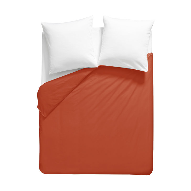 Jaeleigh Cotton Solid Colour Duvet Cover, Terracotta