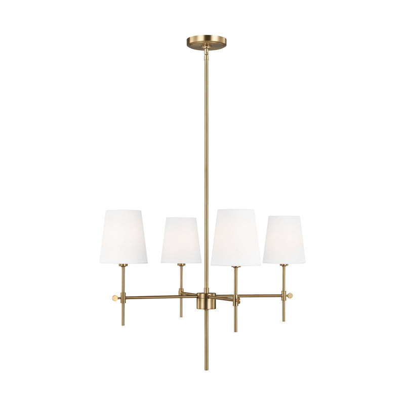 Baker 4 - Light Chandelier, 18.13" H x 26" W x 26" D, No, Satin Brass