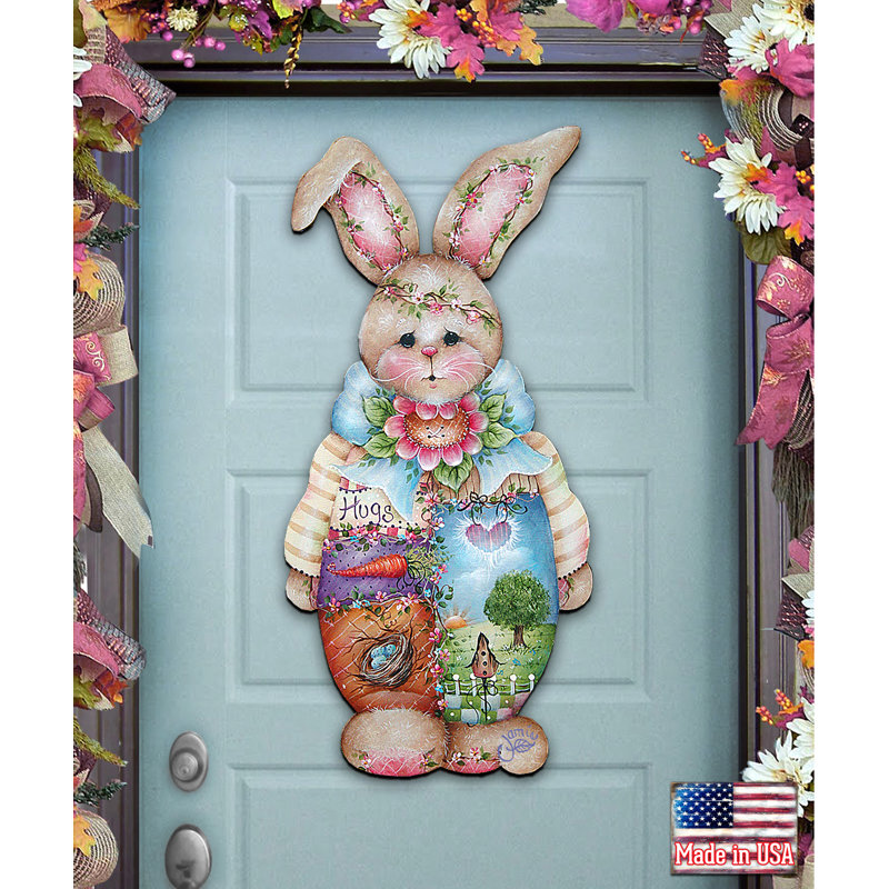 Spring Wreath Bella Bunny Wooden Door Hanger