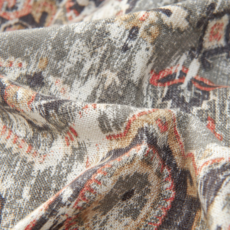 Full Gray Cotton Comforter Set with Edge Embellishment