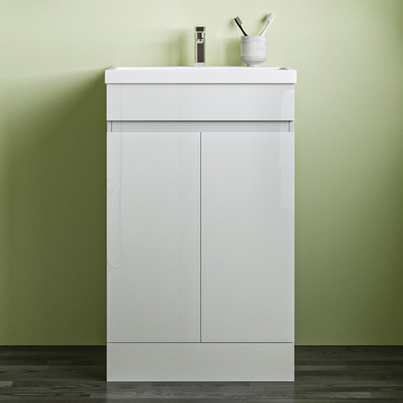 Corenzo 500mm Single Bathroom Vanity with Drop In Resin Basin, White