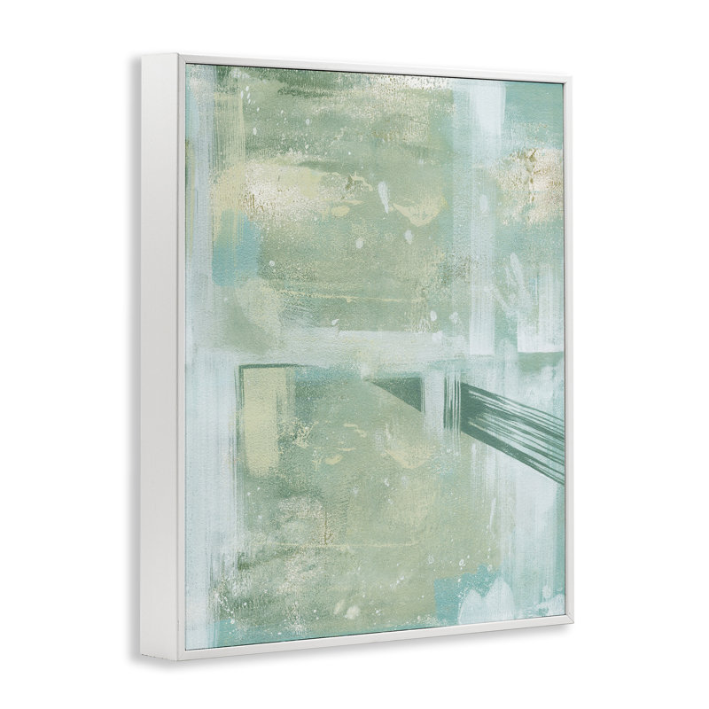 Giclée verte abstraite encadrée par Grace Popp, Giclée encadrée blanc bord de mer, H 20 po x l 16 po