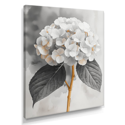 Monochrome Hydrangea With A Winter Stem I - Hydrangea Wall Art
