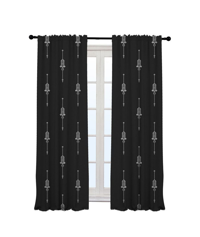 Burley Semi Sheer Curtain Pair, 140cm Width x 175cm Drop, Black