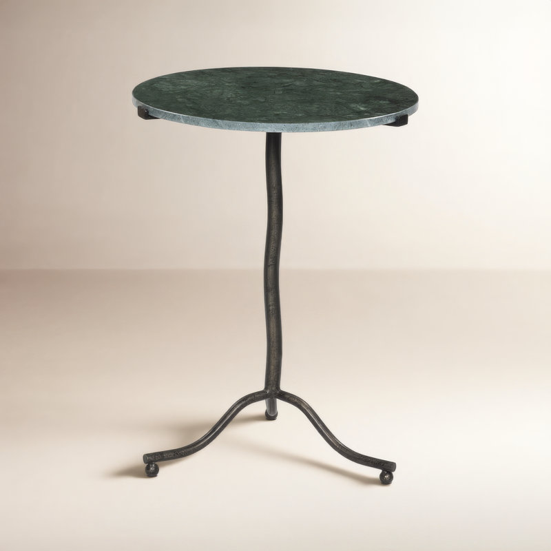 Marble Top End Table, Green Top/Gray Base