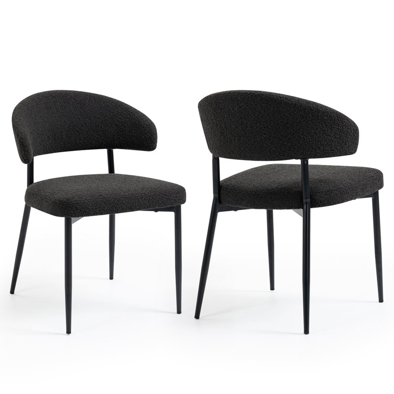Ardeley Boucle Upholstered Back Side Chair, Black