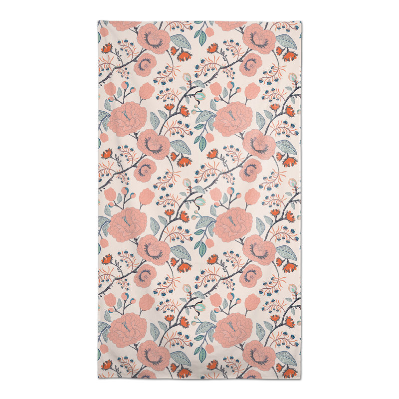 Rectangular Floral Polyester Tablecloth, 102" L x 58" W