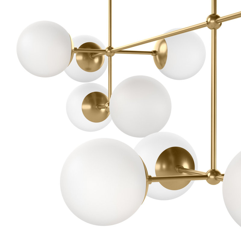 Armstrong 10 - Light Chandelier, Burnished Brass, Marbled Matte Glass