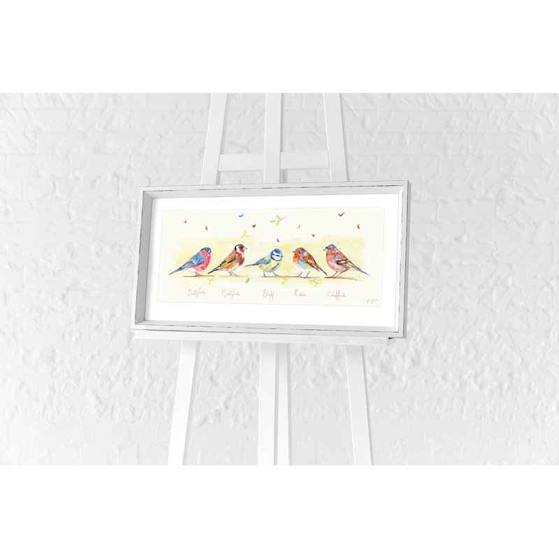 Line Of Garden Birds by Jennifer Rose - No Frame Painting