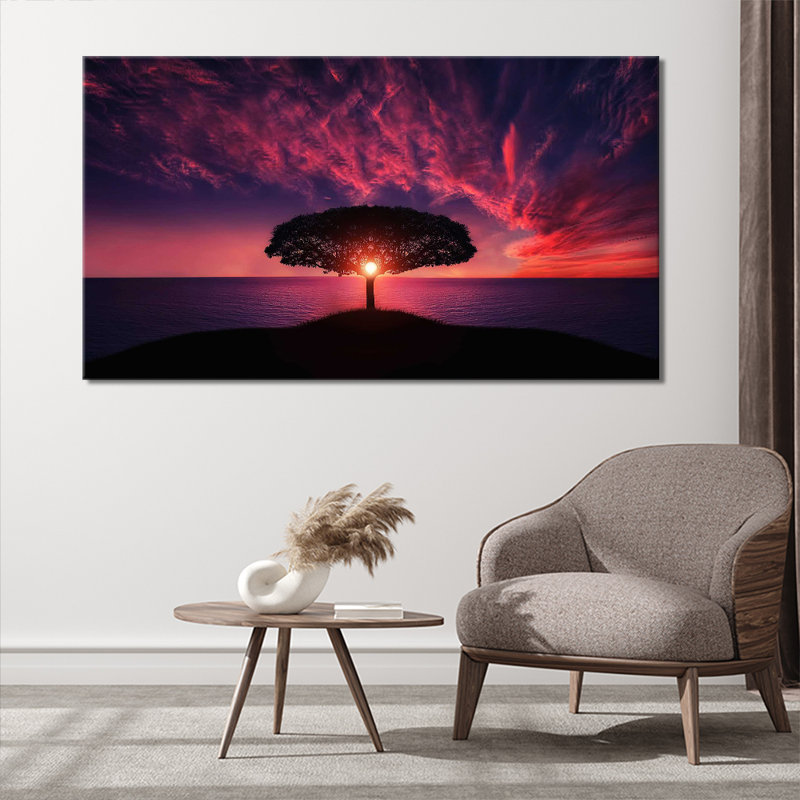 Sun Tree Nature Sunset - Wrapped Canvas Print, 51cm H x 76cm W