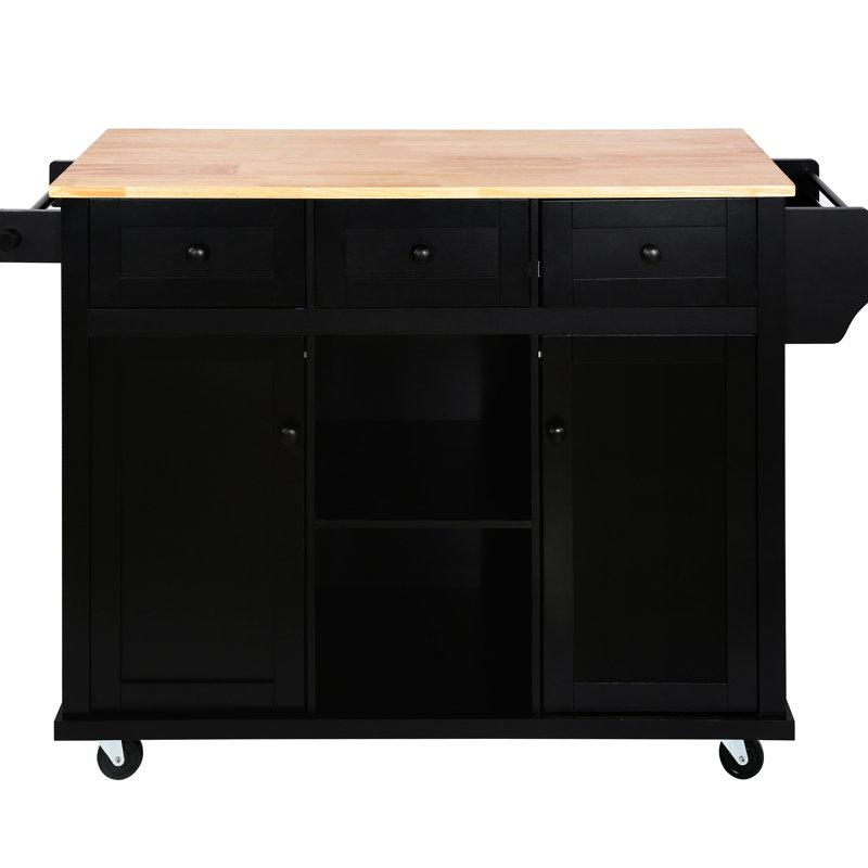 White Kitchen Cart With Cabinet Door Storage And Modern Look Storage, Drop Countertop & Metal Support,, White
