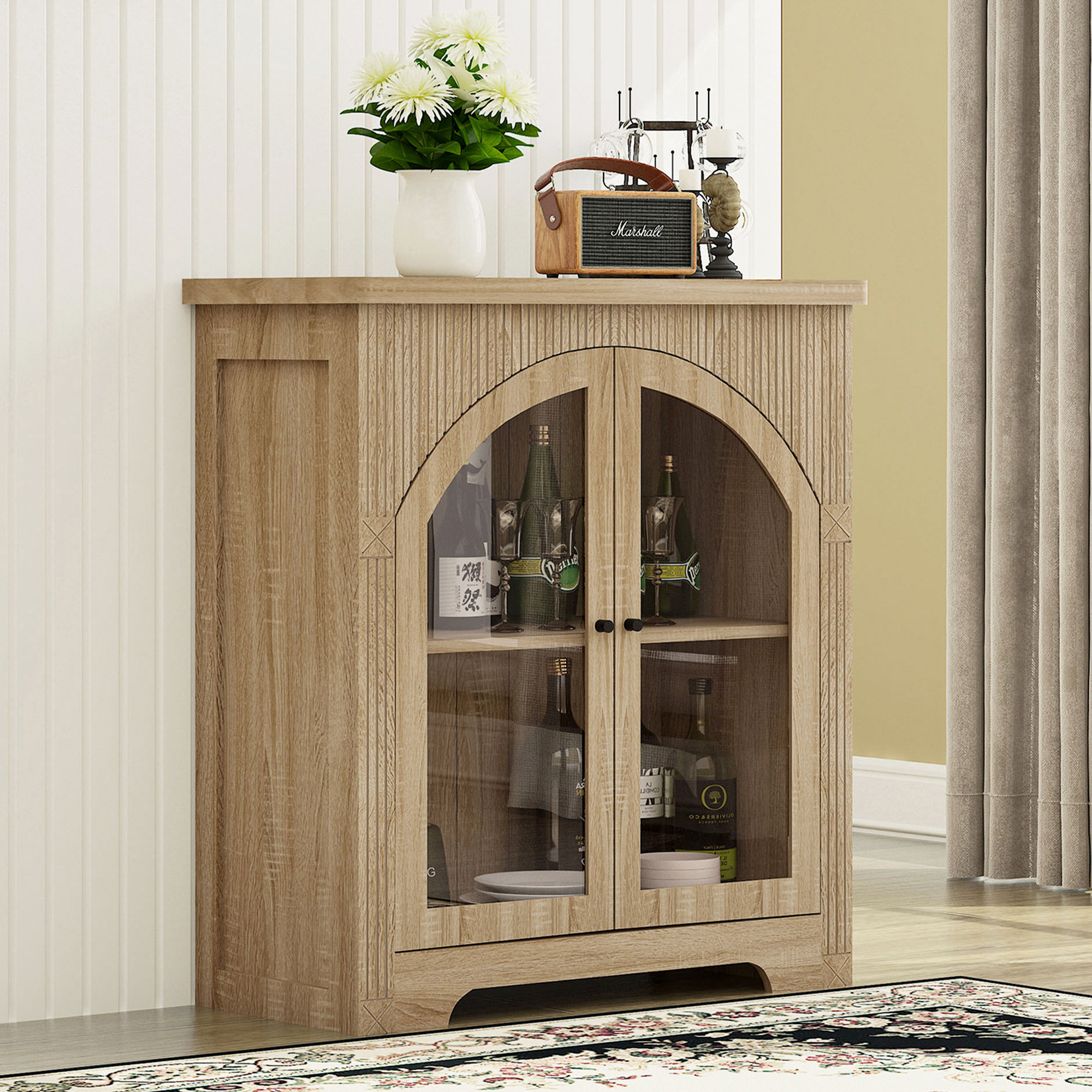 Winston Porter Slesnick Arched 2-Door Display Cabinet & Reviews | Wayfair