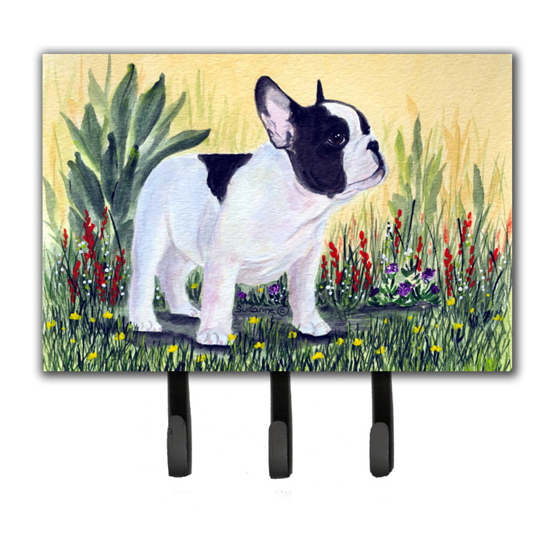 Porte-laisse bouledogue français et crochet à clé