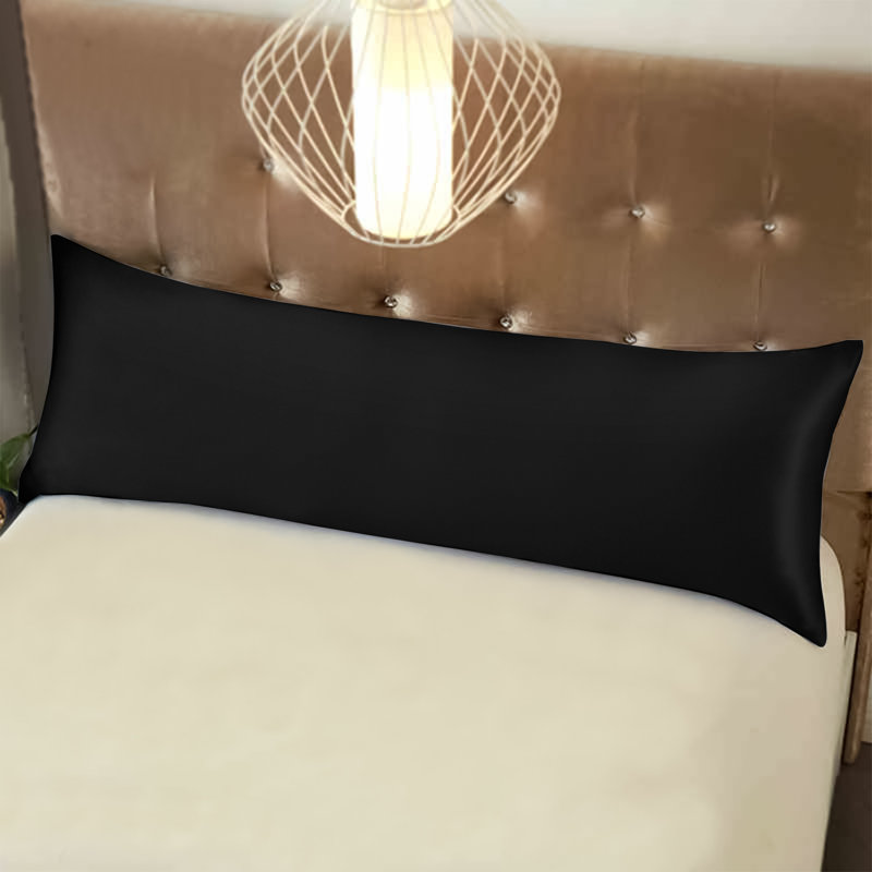 Satin Body Pillow Pillowcase, Hidden Zippered Pillow Cover, Slip Cooling - NTBAY, Black