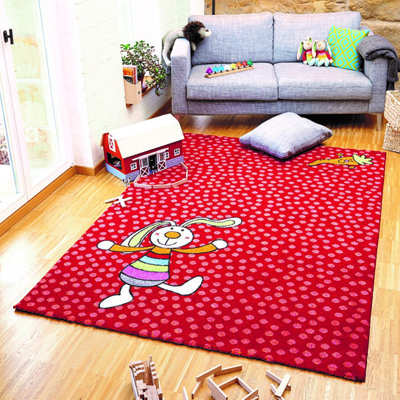 Rainbow Rabbit Hand Woven Area Rug
