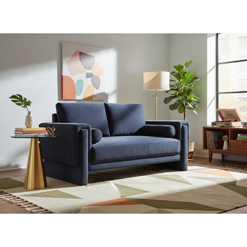 Ivanio Upholstered 65'' Loveseat, Navy Chenille Fabric