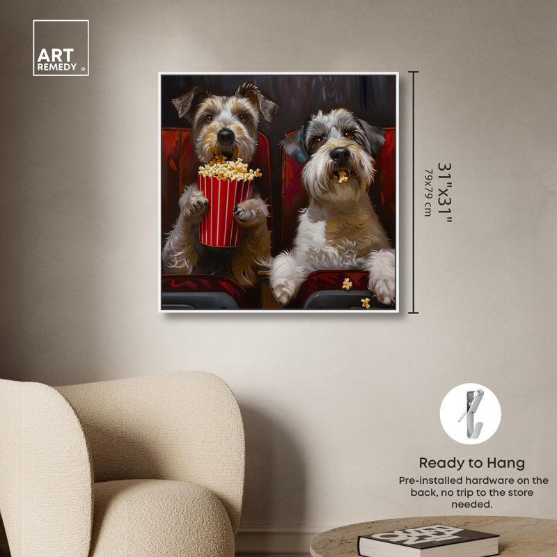 «Movie Theatre Date Canvas» par Art Remedy, Cadre blanc, H 31 po x l 31 po x P 1,8 po